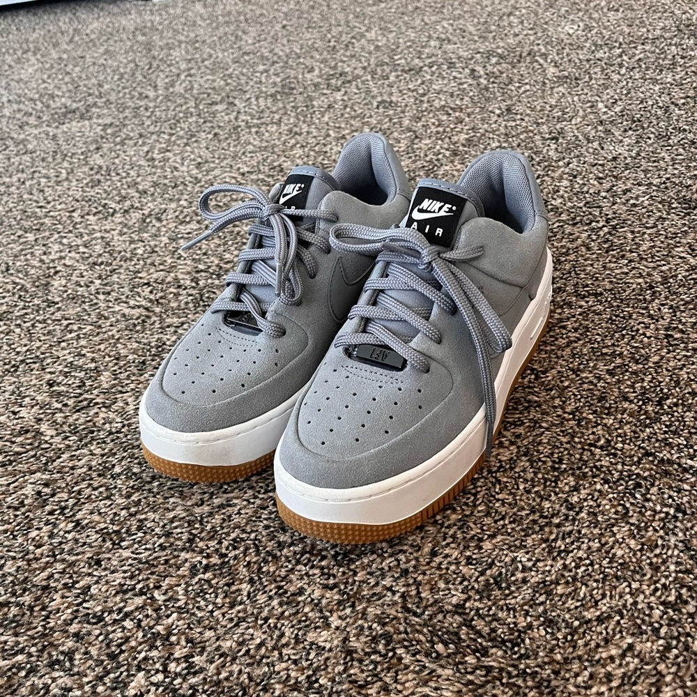Grey suede Nike Air Force 1s